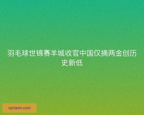 羽毛球世锦赛羊城收官中国仅摘两金创历史新低